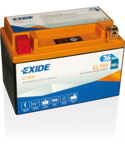 Baterie Moto Exide Litiu Ion, ELTX9, înlocuiește YTX9-BS, FTX9-BS, MBTX9U și PTX9-BS