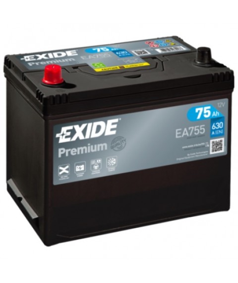 Baterie auto 12V 75Ah Exide Premium EA755 borna inversă