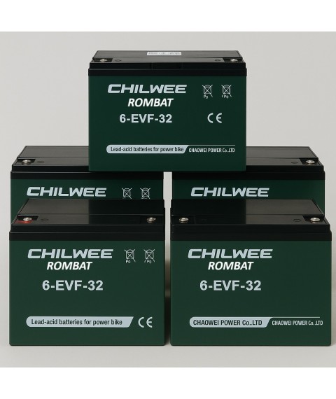 Set 5 Baterii Chilwee 6-EVF-32 12V 32Ah GEL – Soluția ideală pentru vehicule electrice 60V