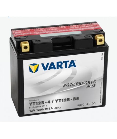 Baterie Moto Varta AGM 12V 12Ah YT12B-4 / YT12B-BS